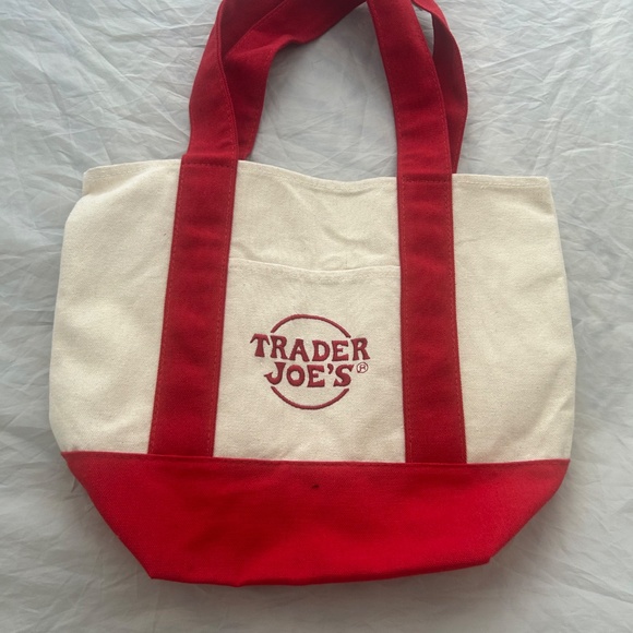 Trader Joe's Mini Canvas Tote Red Color NWT - Picture 7 of 7